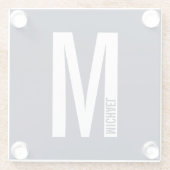 Modernes Personalisiertes Fettmonogramm und Name Glasuntersetzer (Rückseite)