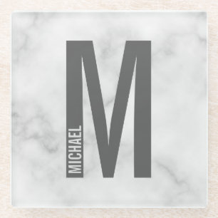 Modernes Personalisiertes Fettmonogramm und Name Glasuntersetzer