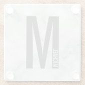 Modernes Personalisiertes Fettmonogramm und Name Glasuntersetzer (Rückseite)