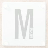 Modernes Personalisiertes Fettmonogramm und Name Glasuntersetzer (Rückseite)