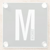 Modernes Personalisiertes Fettmonogramm und Name Glasuntersetzer (Rückseite)