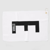 Modernes Personalisiertes Fettmonogramm und Name Golfhandtuch (Horizontal)