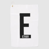 Modernes Personalisiertes Fettmonogramm und Name Golfhandtuch (Vorderseite)