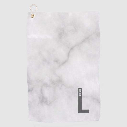 Modernes Personalisiertes Fettmonogramm und Name Golfhandtuch (Vorderseite)