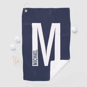 Modernes Personalisiertes Fettmonogramm und Name Golfhandtuch
