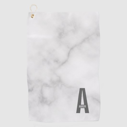 Modernes Personalisiertes Fettmonogramm und Name Golfhandtuch (Vorderseite)