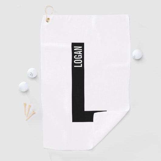 Modernes Personalisiertes Fettmonogramm und Name Golfhandtuch (Insitu)