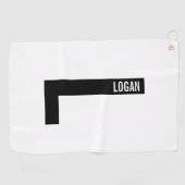 Modernes Personalisiertes Fettmonogramm und Name Golfhandtuch (Horizontal)