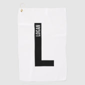 Modernes Personalisiertes Fettmonogramm und Name Golfhandtuch (Vorderseite)