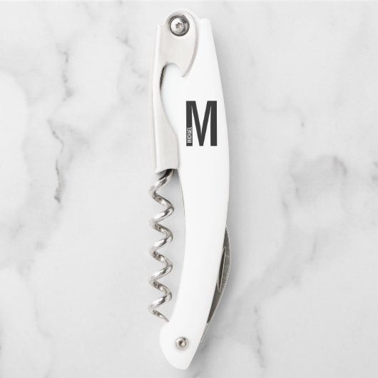 Modernes Personalisiertes Fettmonogramm und Name Kellnermesser (Vorderseite)