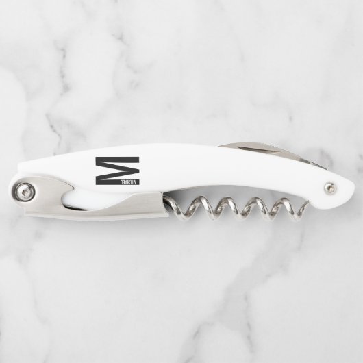 Modernes Personalisiertes Fettmonogramm und Name Kellnermesser (Vorderseite)