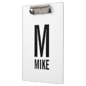 Modernes Personalisiertes Fettmonogramm und Name Klemmbrett (Links)