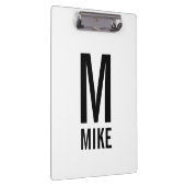 Modernes Personalisiertes Fettmonogramm und Name Klemmbrett (Rechts)