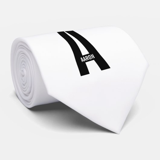 Modernes Personalisiertes Fettmonogramm und Name Krawatte (Gerollt)