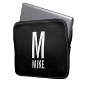 Modernes Personalisiertes Fettmonogramm und Name Laptopschutzhülle (Vorderseite Links)