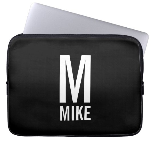 Modernes Personalisiertes Fettmonogramm und Name Laptopschutzhülle (Vorderseite)