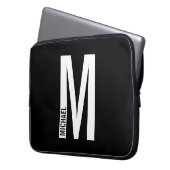 Modernes Personalisiertes Fettmonogramm und Name Laptopschutzhülle (Vorderseite Links)
