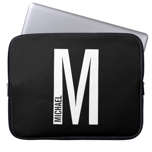 Modernes Personalisiertes Fettmonogramm und Name Laptopschutzhülle (Vorderseite)