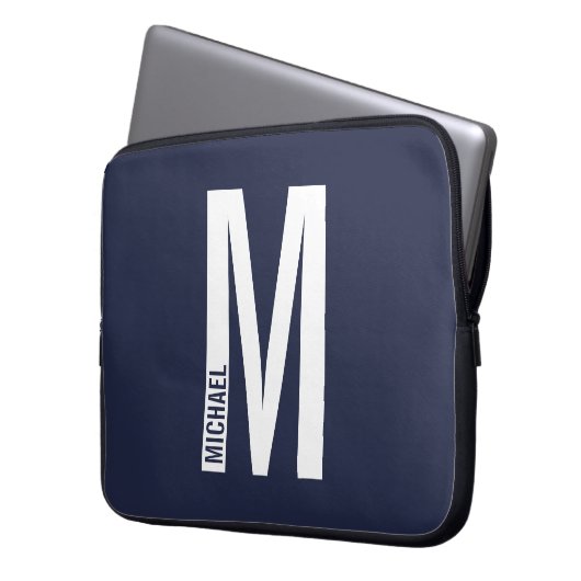 Modernes Personalisiertes Fettmonogramm und Name Laptopschutzhülle (Vorderseite Links)