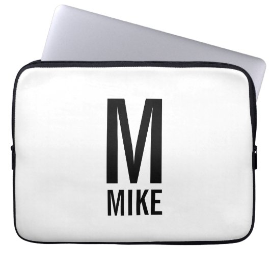 Modernes Personalisiertes Fettmonogramm und Name Laptopschutzhülle (Vorderseite)