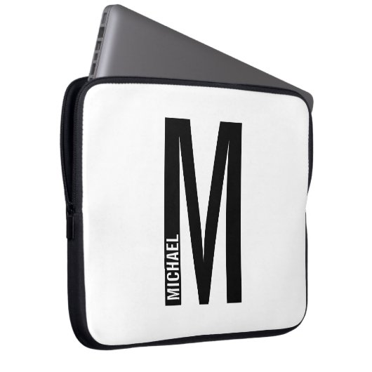 Modernes Personalisiertes Fettmonogramm und Name Laptopschutzhülle (Vorne Rechts)