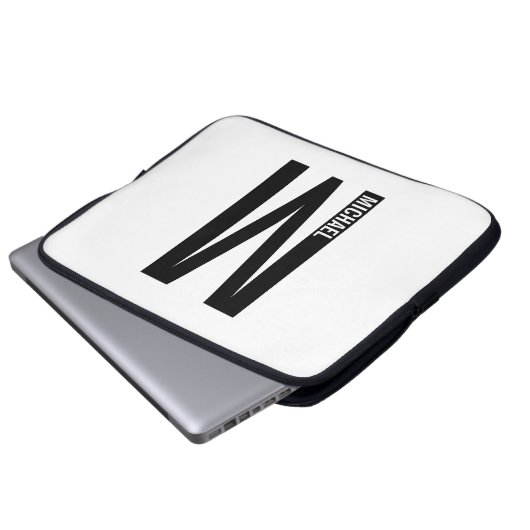 Modernes Personalisiertes Fettmonogramm und Name Laptopschutzhülle (Vorne Knopf)