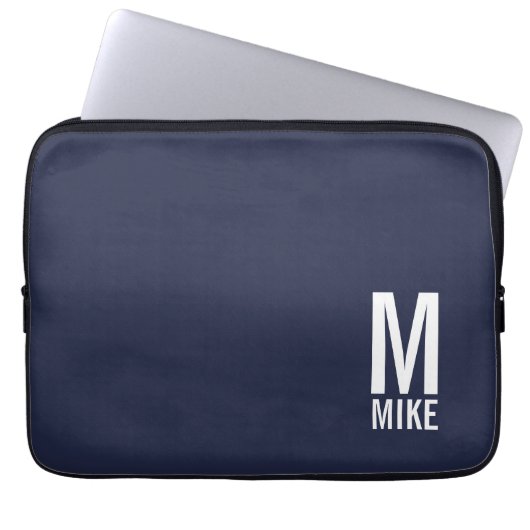 Modernes Personalisiertes Fettmonogramm und Name Laptopschutzhülle (Vorderseite)
