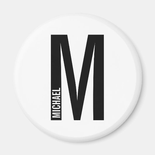 Modernes Personalisiertes Fettmonogramm und Name Magnet (Vorne)