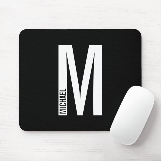 Modernes Personalisiertes Fettmonogramm und Name Mousepad (Mit Mouse)
