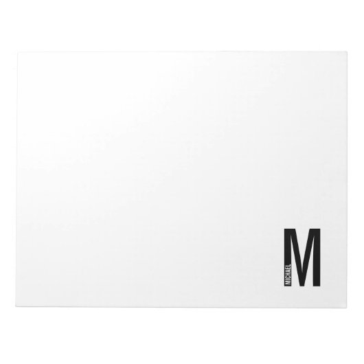 Modernes Personalisiertes Fettmonogramm und Name Notizblock (Vorderseite)