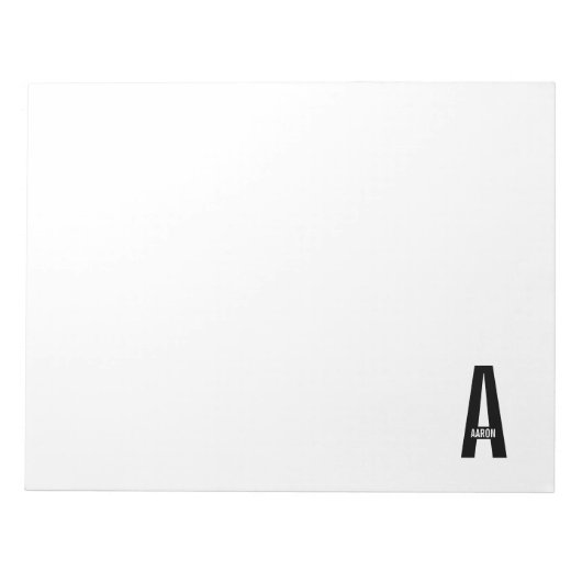 Modernes Personalisiertes Fettmonogramm und Name Notizblock (Vorderseite)