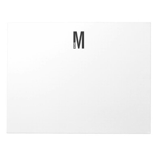 Modernes Personalisiertes Fettmonogramm und Name Notizblock (Vorderseite)