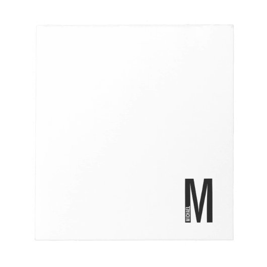 Modernes Personalisiertes Fettmonogramm und Name Notizblock (Vorderseite)