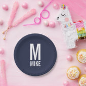 Modernes Personalisiertes Fettmonogramm und Name Pappteller (Party)