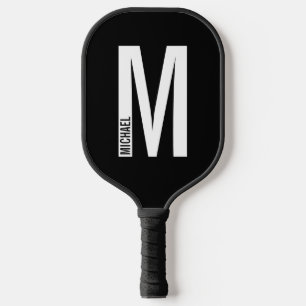 Modernes Personalisiertes Fettmonogramm und Name Pickleball Schläger