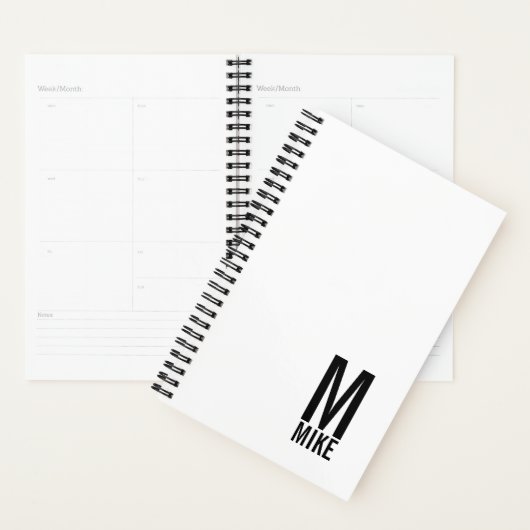 Modernes Personalisiertes Fettmonogramm und Name Planer (Anzeige)