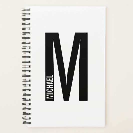 Modernes Personalisiertes Fettmonogramm und Name Planer (Vorderseite)