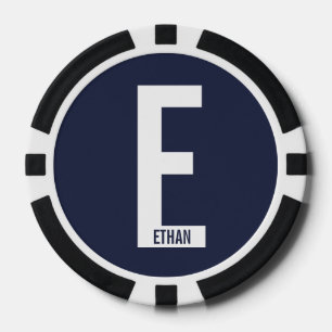 Modernes Personalisiertes Fettmonogramm und Name Pokerchips