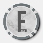 Modernes Personalisiertes Fettmonogramm und Name Pokerchips (Rückseite)