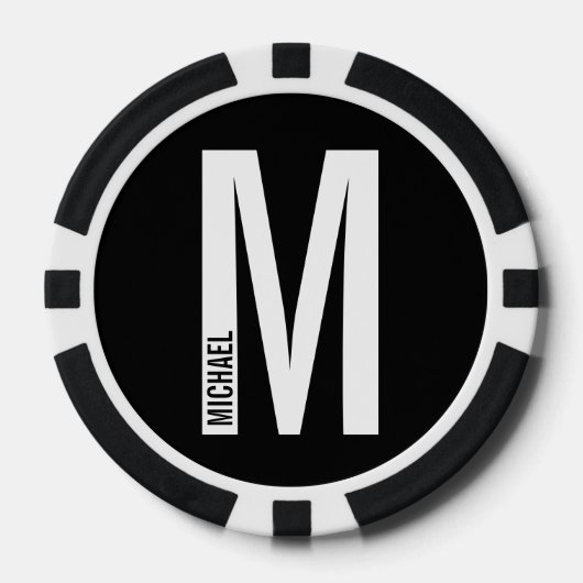 Modernes Personalisiertes Fettmonogramm und Name Pokerchips (Vorderseite)