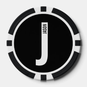 Modernes Personalisiertes Fettmonogramm und Name Pokerchips