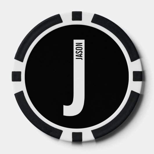 Modernes Personalisiertes Fettmonogramm und Name Pokerchips (Vorderseite)