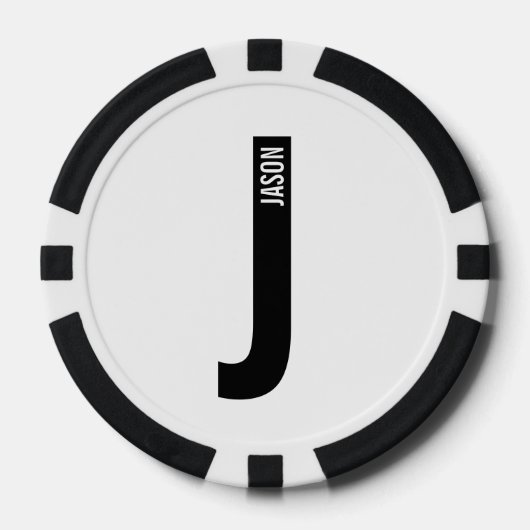 Modernes Personalisiertes Fettmonogramm und Name Pokerchips (Vorderseite)