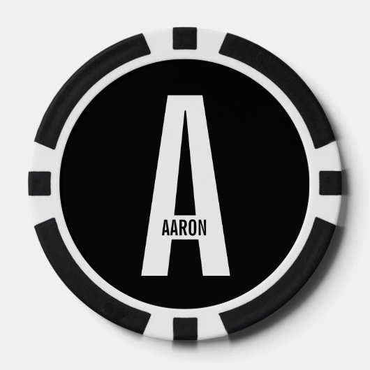 Modernes Personalisiertes Fettmonogramm und Name Pokerchips (Vorderseite)