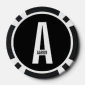 Modernes Personalisiertes Fettmonogramm und Name Pokerchips (Rückseite)
