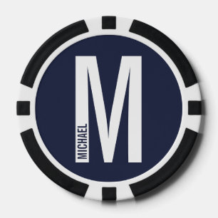 Modernes Personalisiertes Fettmonogramm und Name Pokerchips