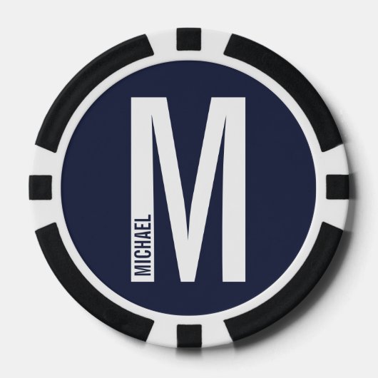 Modernes Personalisiertes Fettmonogramm und Name Pokerchips (Vorderseite)
