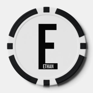 Modernes Personalisiertes Fettmonogramm und Name Pokerchips
