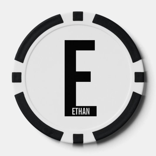 Modernes Personalisiertes Fettmonogramm und Name Pokerchips (Vorderseite)