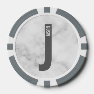 Modernes Personalisiertes Fettmonogramm und Name Pokerchips